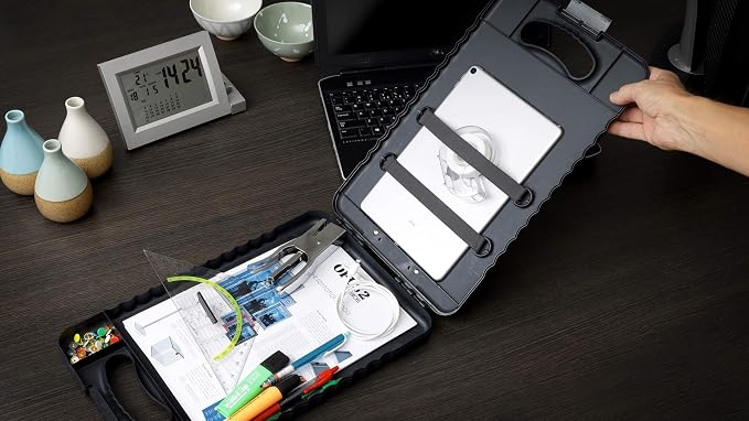 Officemate® OIC Tablet Clipboard Case, 16 1/10"H x 10 1/5"W x 1 3/10"D, Charcoal