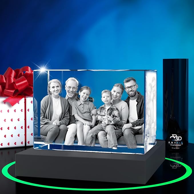 ArtPix 3D Premium Crystal Photo, Personalized Gifts for Women, Wife, Mom, Her, Him, Men, Great Customized Gift With Your Own Photo - Anniversary, Wedding, Birthday - Custom Glass 3D Laser Etched Picture Frame
