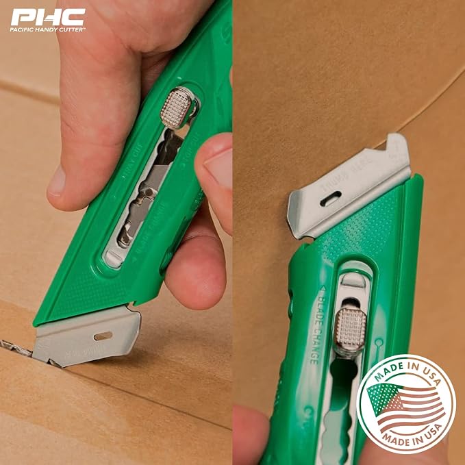 Pacific Handy Cutter S4L Safety Cutter, Retractable Utility Knife with an Ergonomical Design, Bladeless Tape Splitter, Steel Guard for Safety and Damage Protection, Warehouse and In-Store Cutting