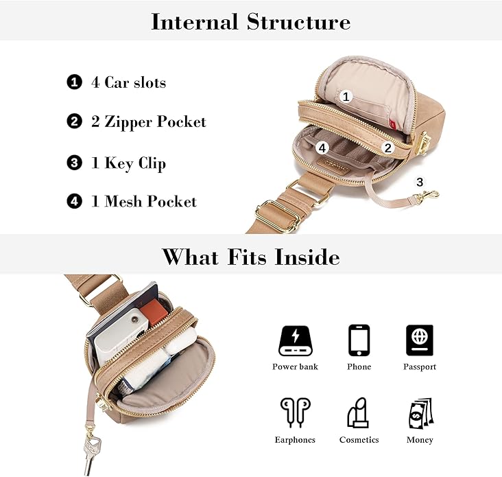 Anti Theft Crossbody Bag for Women, Small RFID Blocking Sling Purse with Zipper Lock for Travel, Vegan Leather