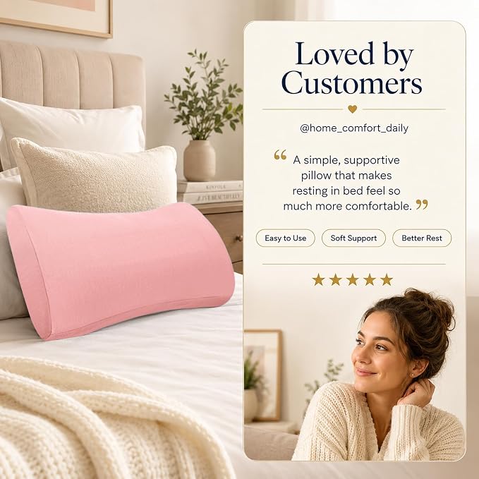 Lumbar Support Pillow for Bed Relief Back Pain: Lower Back Pillow for Sleeping - Memory Foam Waist Pillow - Back Wedge Bolster Pillow for Side, Back&Stomach Sleepers - Bed Rest Pillow for Car, Sofa