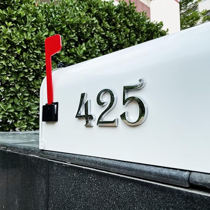 Chrome Mailbox Numbers, Self Adhesive Door Address Sign Number Stickers for Aprtment Office Home Room, Siver Shiny, Suit for Outside or Indoor, 2-3/4 Inch Hight. (Silver, 2.75" - Set of 20)