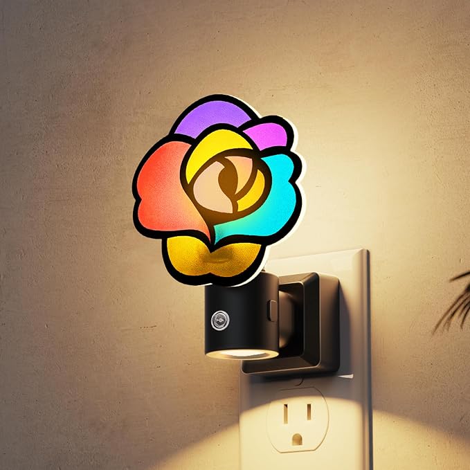 L LOHAS LED Night Lights Plug into Wall, Night Light with Light Sensor, 3000K Soft White, 0-100LM Brightness Adjustable, Acrylic Rose Nightlight for Bathroom Bedroom Hallway
