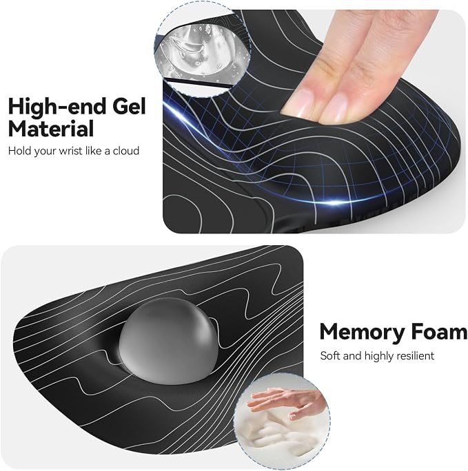 TECKNET Gel Ergonomic Mouse Pad & Keyboard Wrist Rest & Coaster | 3 in 1 Set, Pain Relief, Milk Silk Cloth, Non-Slip PU Base, Easy Typing, Memory Foam Wrist Support for Office & Home