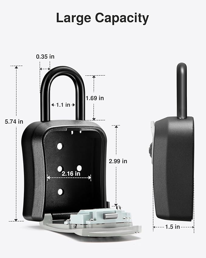 Puroma Key Lock Box, Portable Combination Lockbox Wall-Mounted Key Storage Box for House Keys, Resettable Code Safe Security Lock Box for Home, Office, Apartment Spare Key Storage (8 Pack, Gray)