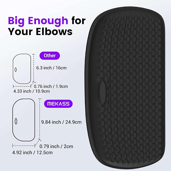 MEKASS Elbow Pad for Desk, Large Size Memory Foam Elbow Rest Padding with Non-Slip, Ergonomic Desk Edge Cushion, Armrest Pad Wrist Rest Comfort Support for Office Home (2 Pcs Black)