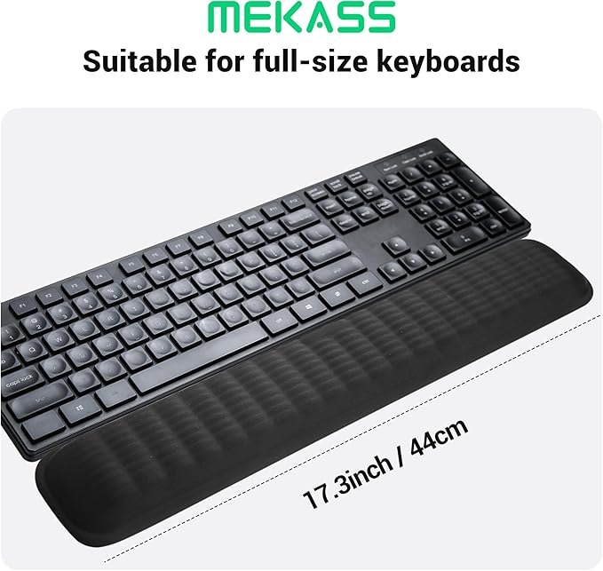 MEKASS Keyboard Wrist Rest, Soft Memory Foam Wrist Support, Keyboard Hand Rest Pad for Wrist Pain Relief, Keyboard Wrist Guard for Long Hours of Work, Gaming, Studying（White）