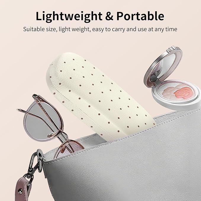 Glasses Case Hard Shell, Cute Sunglasses Case for Women Leather Protective Case for Eyeglass with Cleaning Cloth