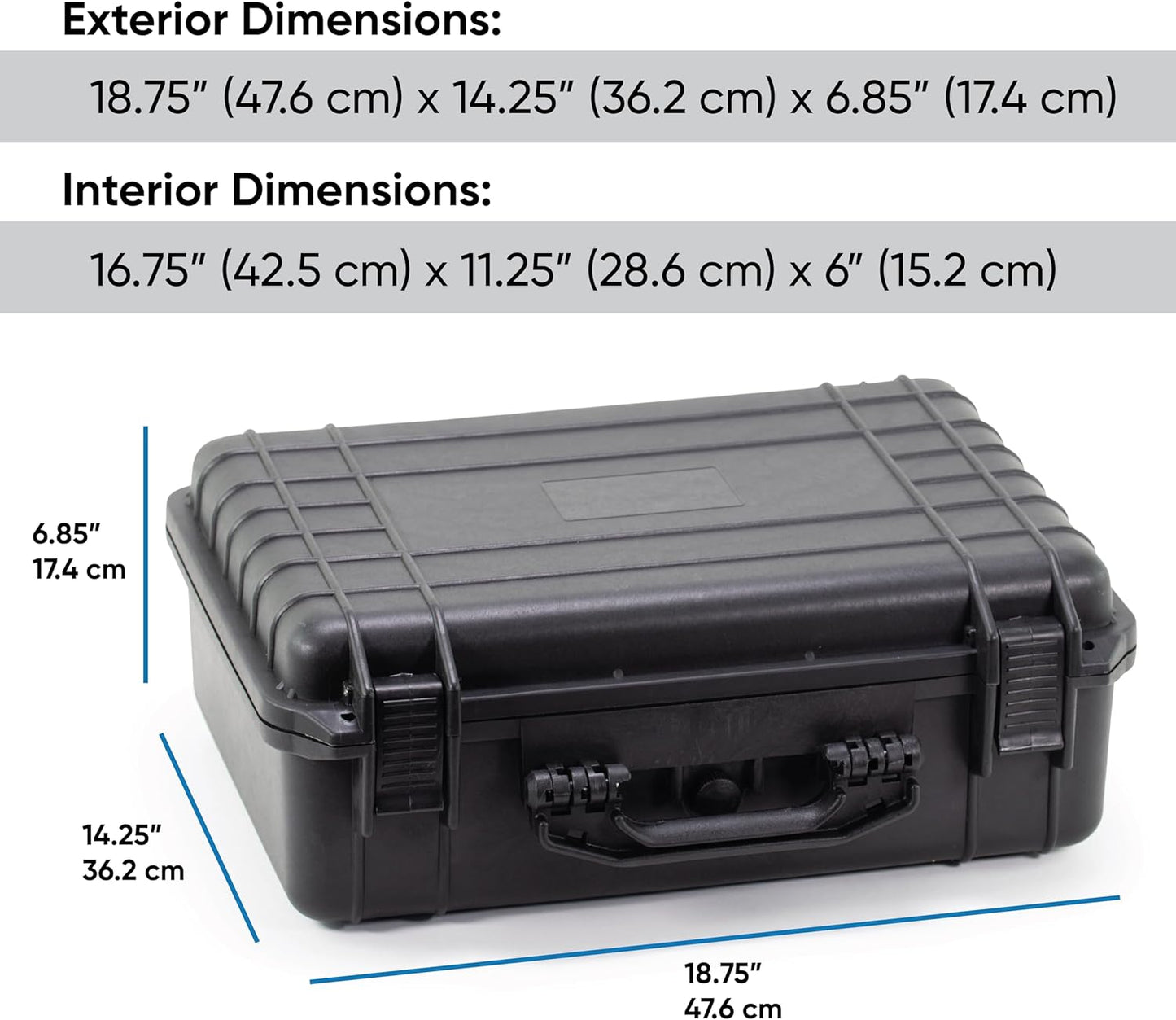 Waterproof Hard Case - Crushproof & Dustproof - Foam Protection - Pressure Equalization Valve - Portable Protective Storage Box for Travel, Hunting, Military, Tactical - 19-Inch (Black)
