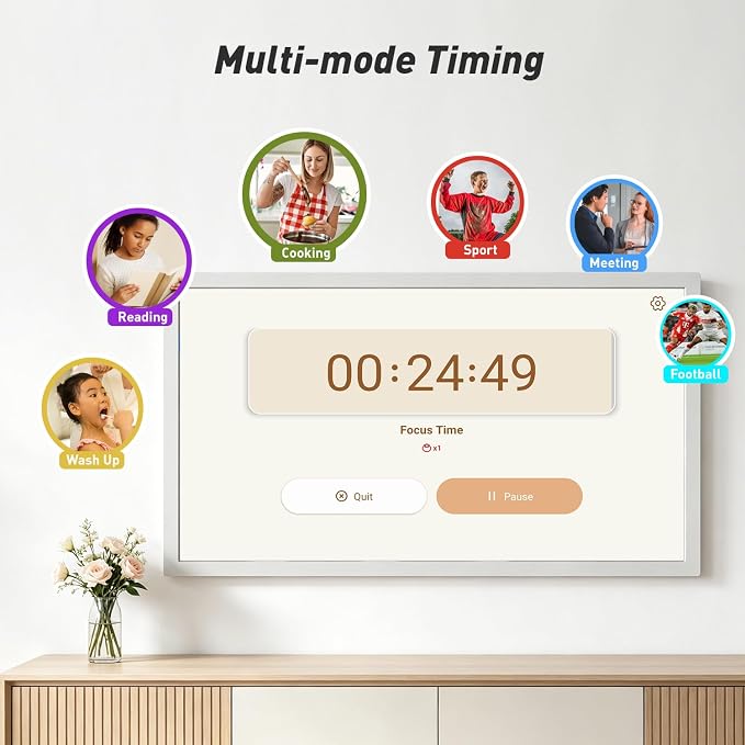 24" Digital Calendar Electronic-eCalendar WhiteBoard-Meal-Planner - Touchcreen Picture-Frame Display, Chore Chart, No Subscription, Star Reward, Auto-Sync Online via App, Wall Mount, Gifts for Mom