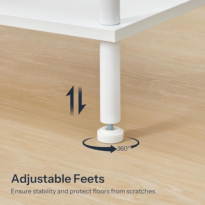 HOOBRO End Table, Small Side Table, Nightstand with 2-Layer Storage Shelves, Sofa Table for Small Spaces, Living Room, Bedroom, Stable Frame, Easy Assembly, White WW09BZ01
