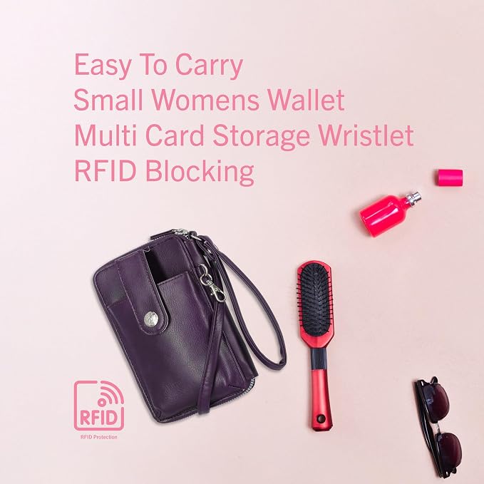 Mundi Jacqui RFID Crossbody Wallet for Women, Vegan Leather Small Travel Handbag with Phone Holder, Compact Organizer with Card Slots and Removable Strap, Espresso Croco