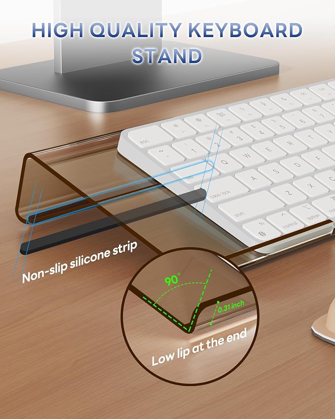 Laborio Computer Keyboard Wrist Rest, Keyboard Riser Stand for Desktop | Coffee, Ergonomic Acrylic Keyboard Holder, Non-slip Wrist Pad, Pain Relief for Typing, Multiple Colors