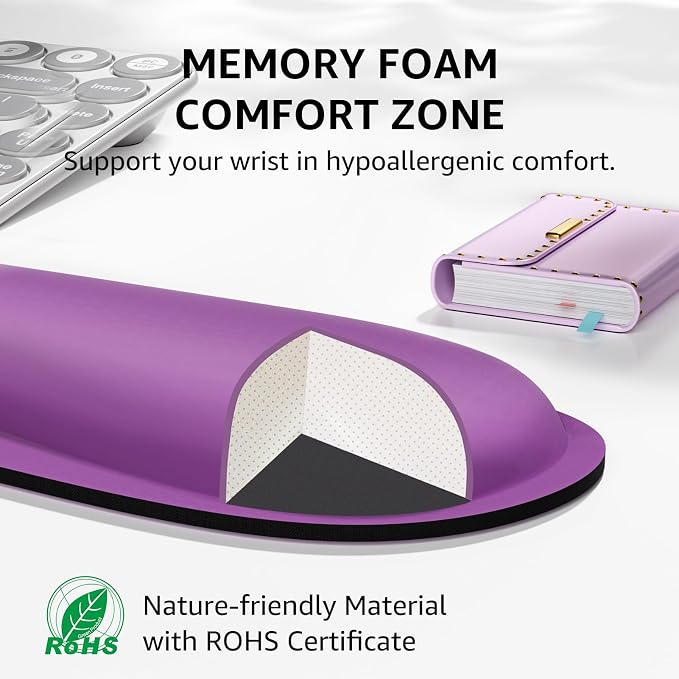 KTRIO Keyboard Wrist Rest & Mouse Pad with Wrist Rest, Violet Purple | Memory Foam Wrist Support, Ergonomic Design, Non-Slip Base, Office and Home Use