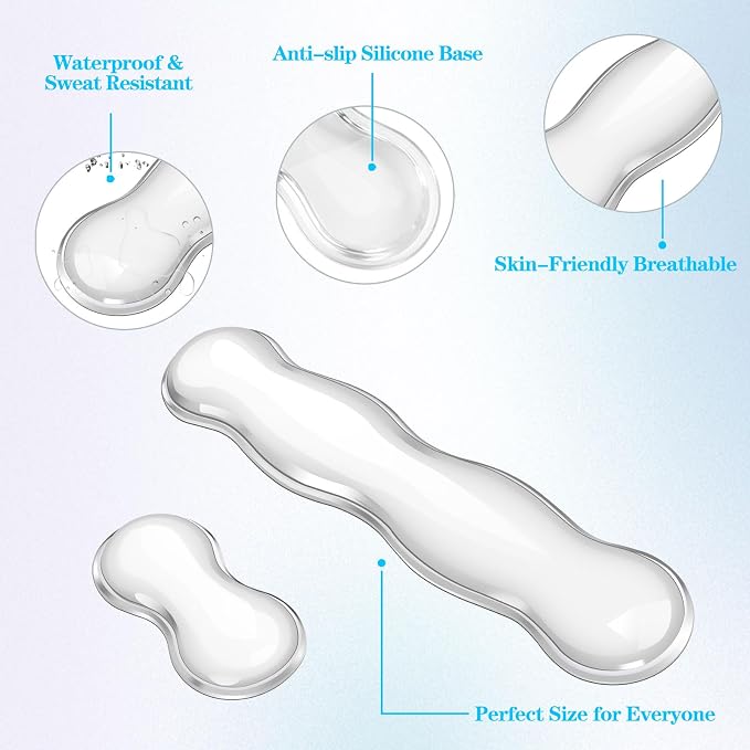 Ergonomic Gel Keyboard and Mouse Wrist Rest Set – Clear Wrist Support for Keyboard 60%/68%/75%, Comfort & Support for Typing and Gaming (White)