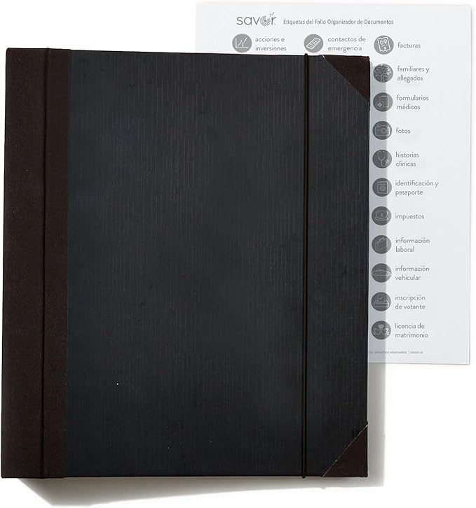 Savor | Edición Actualizada 2025 El Folio® Organizador de Documentos en Español| 17 millones de me Gusta en TikTok | Carpeta de Emergencia para Acta de Nacimiento, Tarjeta de Seguro Social, Pasaporte