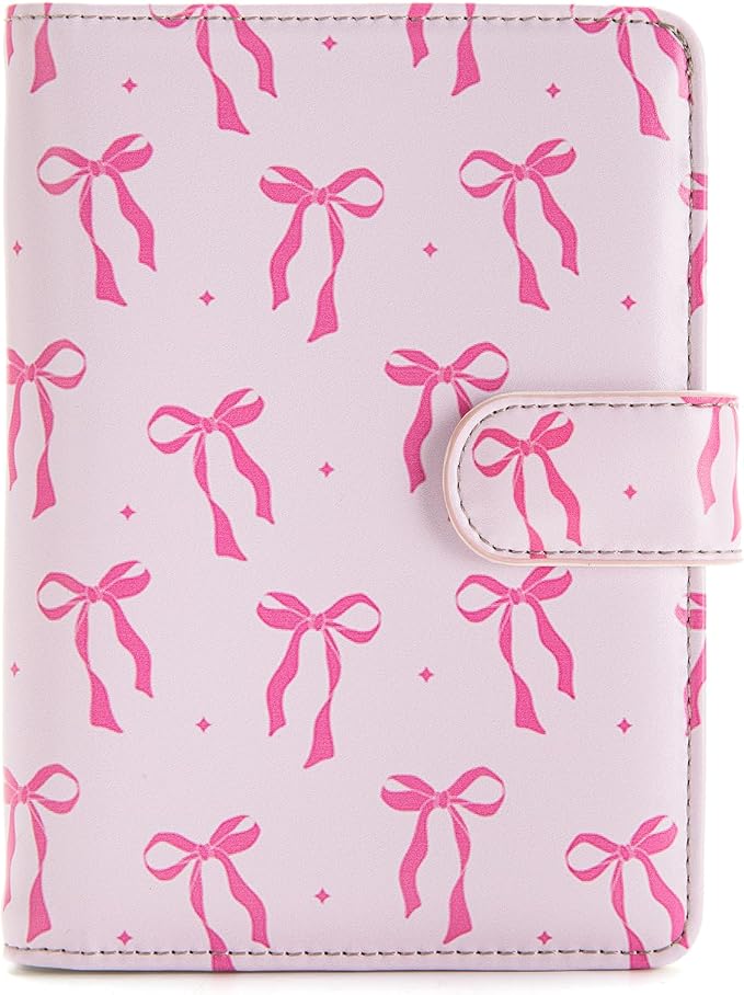 Passport Holder for Travel Essentials, RFID Blocking Passport Wallet Cover with Magnetic Closure, Passport Book Holders for Women and Men (Pink Bow)