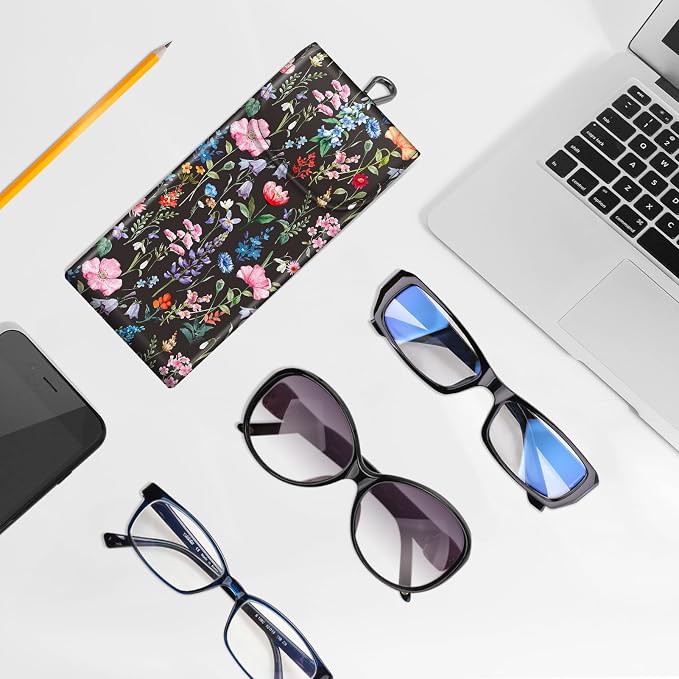 FINTIE Double Glasses Case with Carabiner Hook, Portable Vegan Leather Eyeglass Case Anti-scratch Sunglasses Pouch