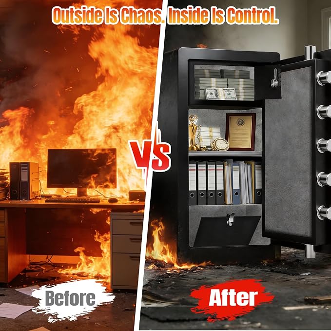 [𝟏𝐇 𝟏𝟕𝟎𝟎°𝐅] Large Fireproof Safe Biometric Safe Box [𝟗.2 𝐂𝐮 𝐅𝐭] | [𝟖𝟖 𝐋𝐛𝐬] Fire Proof Safe for Home Documents with Fingerprint & Keypad, Heavy Duty Safes with Anti-Theft Alarm