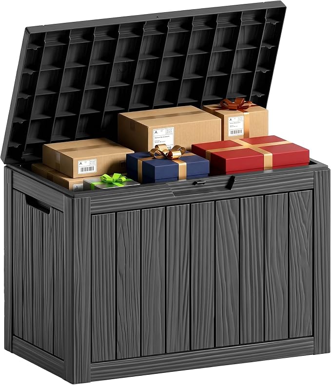 50 Gallon Package Delivery Boxes for Outside, Package Delivery Box with Lockable Secure, Waterproof for Garden, Backyard, Patio & Lawn, Black