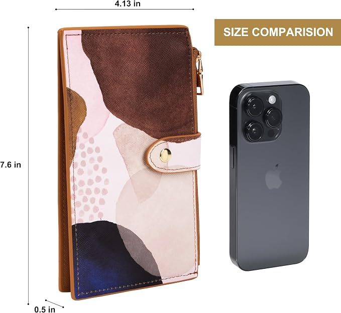 Travelambo RFID Wallet Women Large Size Bifold Multi Card Wallet Case with Zipper Pocke Credit Card Holder for Women