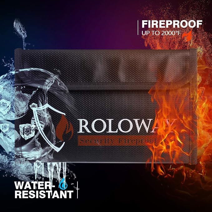 Small Fireproof Bag (5 x 8 inches), Non-itchy Fireproof Money Bag for Cash, Valuables, Passport, Currency & Keys (2-Pack)