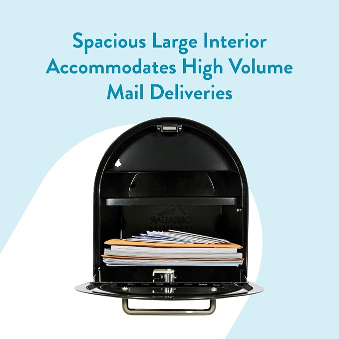 Architectural Mailboxes Reliant Locking Post Mount Mailbox, Black, Large | Galvanized steel build with concealed secure lock and key and a magnetic door closure. USPS approved. Includes 2 keys.