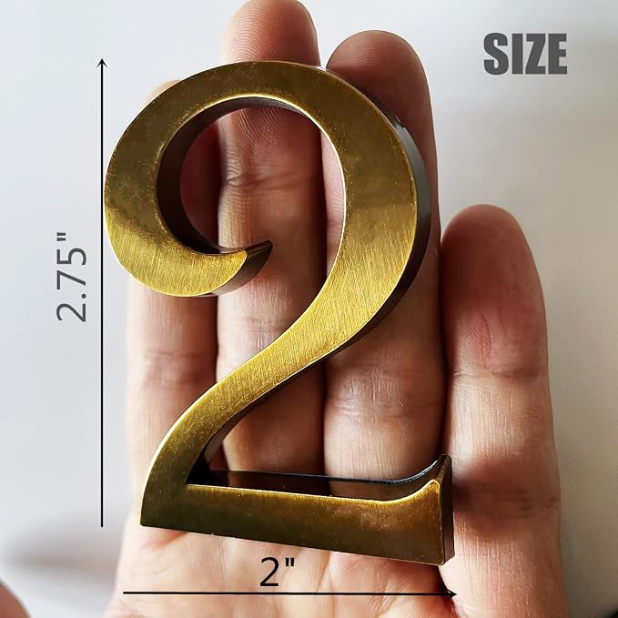 Bronze Mailbox Numbers Door Address Sign Stickers for Outside, Stick on Aprtment Office Home Room Doors, Aged Metal Shiny, Waterproof and Durable.(Bronze, 2.75" - Set of 20)