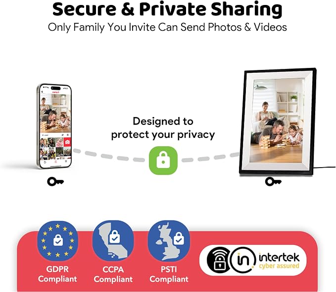 Frameo 10.1" Digital Picture Frame Photo & Video Sharing Gift for Parents | Instant Photo & Video Sharing, 1280x800 HD IPS Touchscreen, 32GB Storage, microSD Card Support, Private Family Sharing