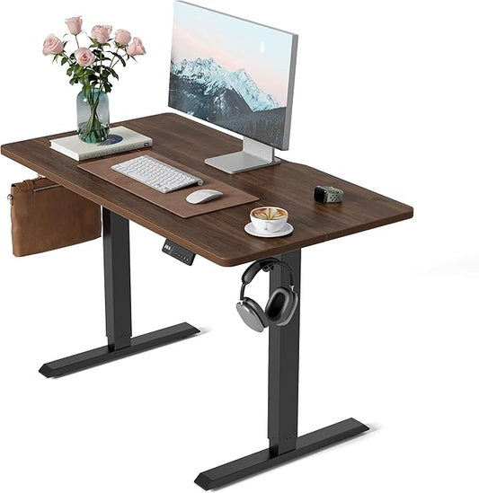CubiCubi Electric Standing Desk, 40 x 24 Inches Height Adjustable Sit Stand Desk, Ergonomic Home Office Computer Workstation, Black Walnut