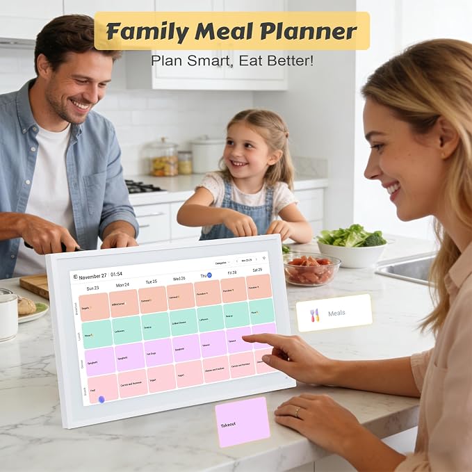 COMIX 15.6" Smart Digital Wall Calendar - WiFi Family Organizer with Sync Google/Outlook/Apple Calendar, Touchscreen Meal Planner & Chore Chart, Digital Photo Frame for Home & Office