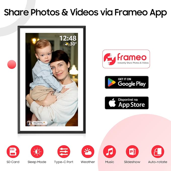 ApoloSign Digital Picture Frame 15.6 inch, WiFi Digital Photo Frame with 32GB Storage, 1920x1080 FHD IPS Touch Screen, Auto-Rotate, Easy Setup to Share Photos or Videos Instantly via Frameo App
