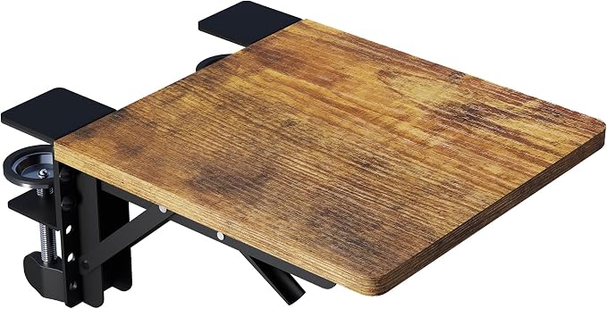 BONTEC Ergonomic Desk Extender Tray, 9.5"x9.1" Table Mount Arm Wrist Rest Shelf, 90° Foldable Elbow Support, Clamp on Computer Arm Rest for Desk, Office & Home Use, Durable & Easy to Install | 90°Foldable Elbow Support, Table Mount Arm, Clamp on Comput...