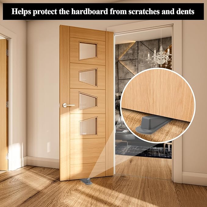 4 Pack Door Stoppers for Bottom of Door, Gray 4.8x2.2x1.3in Door Stops, Rubber Door Stopper Wedge, Sturdy Stackable Door Stops for Floor