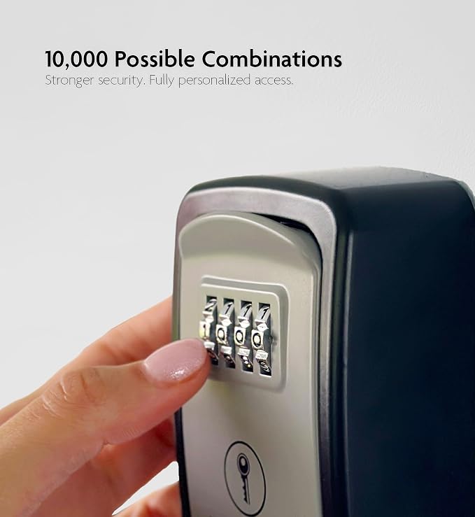 Iron Lock® Small Wall Mount Key Lock Box for Keys Outside (Grey) | Combination Lock, Resettable 4-Digit Code, Screw-In Wall Mount, Weather-Resistant Metal, No Battery or App, Holds 2 to 5 Keys