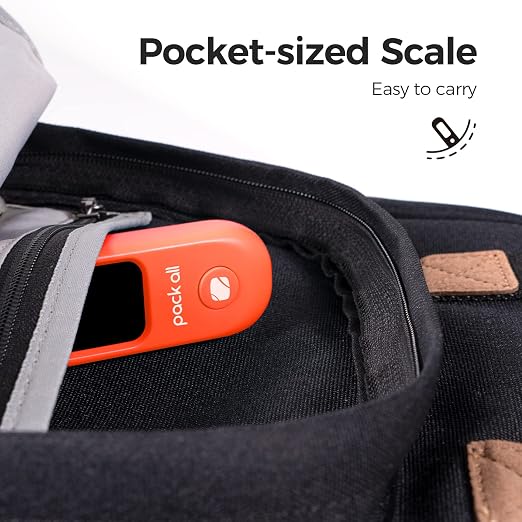 pack all Digital Luggage Scale for Travel, 110Lbs Capacity, 0.1Lb Precision | Handheld, Backlit LCD Display, Lb/Kg/Oz Conversion, Tare Function, Battery Included, Orange