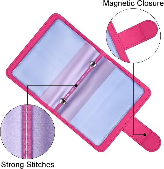 Wisdompro Slim PU Leather Credit Card Holder, Vertical Hot Pink | RFID Blocking Wallet Debit Card Protector, Organizer Case, Card Case, 20 Card & 7 Memory Card Slots, with Magnetic Closure