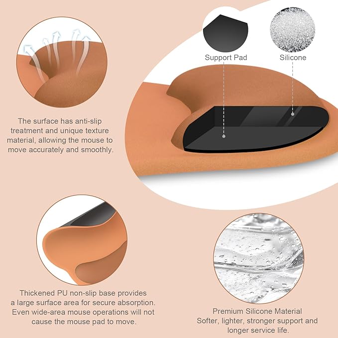 MOSISO Wrist Rest Support for Mouse Pad&Keyboard Set, Cosmic Orange | Circle Curved Ergonomic Mousepad Non-Slip Base Home/Office Pain Relief&Easy Typing Pad with Soft Cloth&Silicone Lining