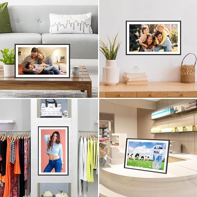 15.7 Inch WiFi Digital Picture Frame with 1920x1080 FHD IPS Touch Screen, Send Photo or Videos via App or Email, 32GB Storage, Support USB Drive/SD Card Extend Storage, Auto-Rotate, Wall Mountable