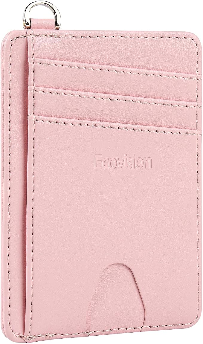 Slim Minimalist Front Pocket Wallet, RFID Blocking Credit Card Holder Wallet with Detachable D-Shackle for Men Women