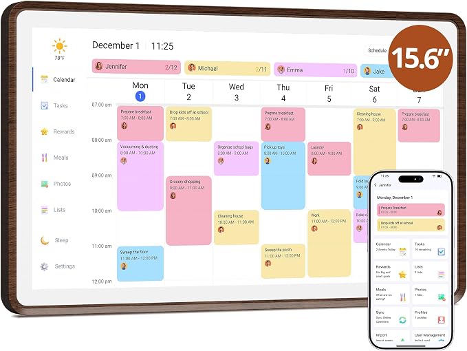 Dragon Touch Digital Calendar 15.6-inch, Electronic Wall Calendar with Interactive Touch Screen, Smart Family/Home Gift for Schedule Reminders, Task Rewards, Chort Chart and Digital Picture Frame