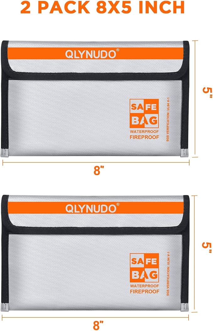 Small Fire Proof Travel Document Pouch, Birth Certificate Holder 2-Pack | Fits Passports & IDs, Not A4/Letter, Cruise & Travel Ready, 2200°F Fireproof, Waterproof Zipper