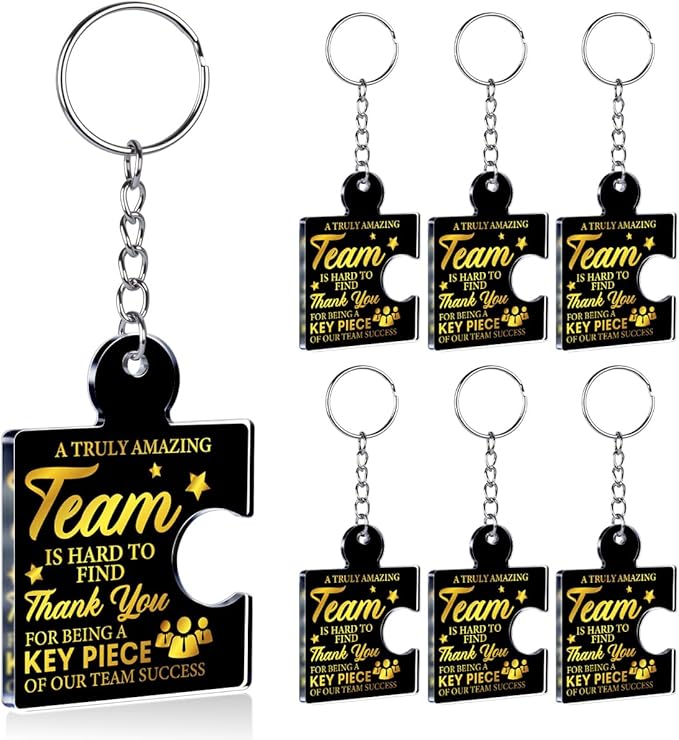 Team Appreciation Gifts Bulk Thank You Keychains for Coworkers | Gift Set for Employee, Staff, Teachers, Teamwork Puzzle Piece Keyring, Acrylic