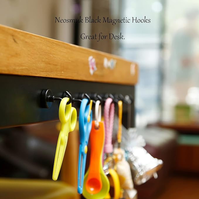 Neosmuk Magnetic Hooks, Heavy Duty 85lb+ Strong Magnet Hook for Cruise Cabins, Cruise Essentials 2026 for Hanging, Metal Wall Refrigerator Hangers (Black, 10 Pack)