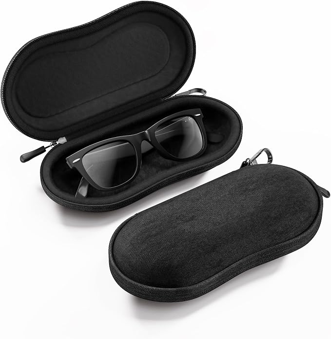 ProCase Sunglasses Case, Hard Shell Glasses Case for Men Women -Darkgrey | Travel Shockproof Eyeglass Case with Metal Hanging Hook and Velvet Lining, Zipper Sport Glasses Holder Organizer for Gifts