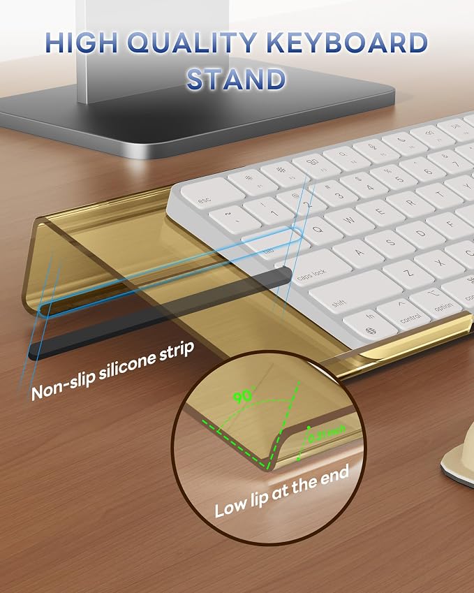 Laborio Computer Keyboard Wrist Rest, Keyboard Riser Stand for Desk(Beige) | Ergonomic Acrylic Keyboard Holder, Non-slip Wrist Pad, Pain Relief for Typing, Multiple Colors