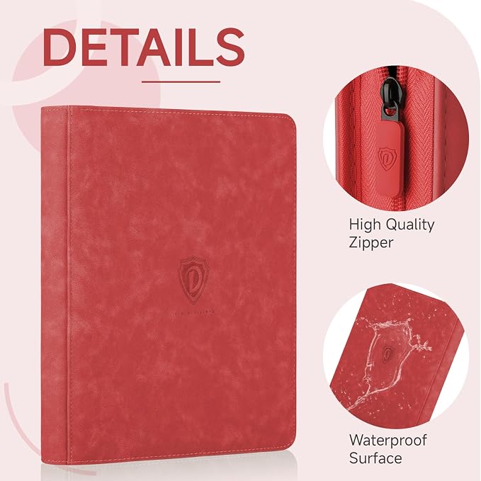 9 Pocket Card Binder,360 Pockets Trading Card Binder,Double Sided Pocket Collection Binder,Card Folder for MTG,TCG,Game Cards,Sport Cards,Red
