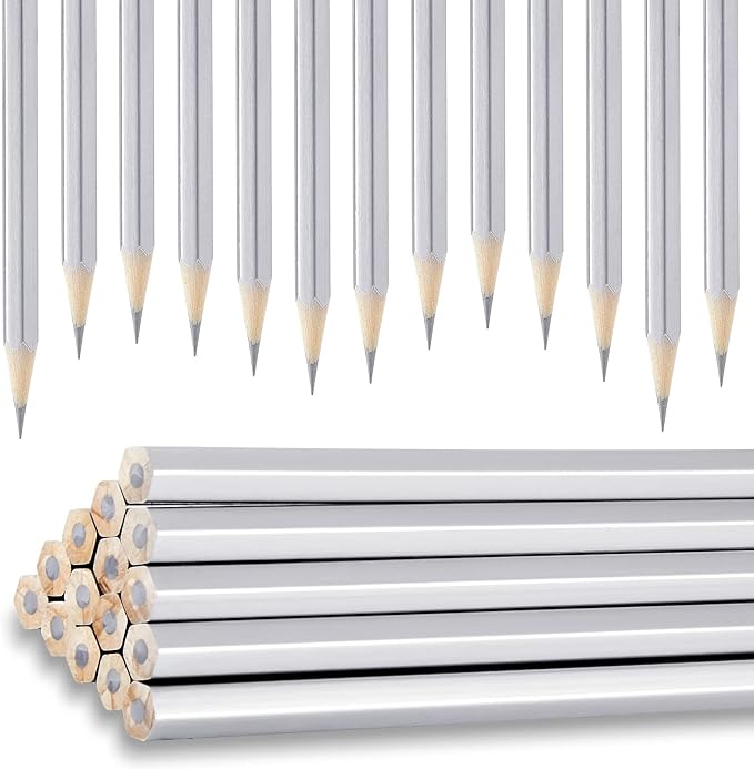 Gersoniel 36 Pack Silver Welders Pencil, Metallic Marking Pencil | Fits Welding, Construction, and Carpentry Workers. Writes on Metal, Wood and Stone, Teacher Water Soluble Marking Tools, 6.9"