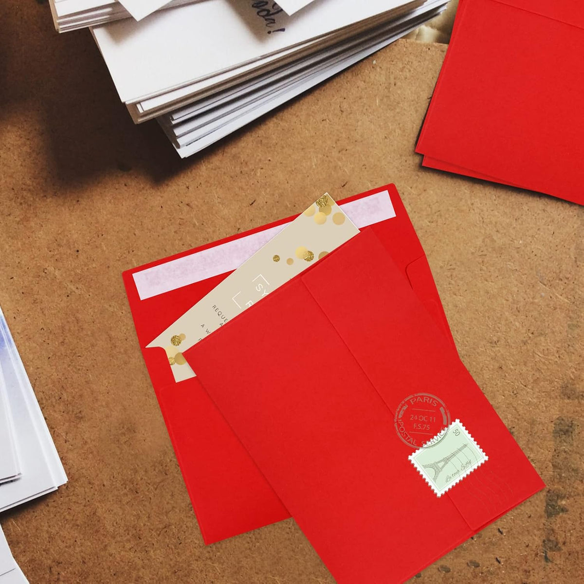 70 Packs A4 Envelope, Red A4 Envelopes, 4x6 Photo Envelopes for Invitations, Envelopes Self Seal for Weddings, Baby Shower, Photos, Postcards, Greeting Cards, Mailing