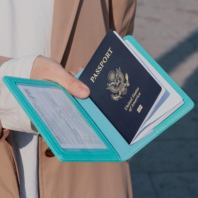 TIGARI Passport Holder for Travel Women Men, Valentines Day Gifts PU Leather Wallet Cover Case Sleeve, Waterproof Protected Document Organizer, Vacation Plane Cruise Travel Essentials